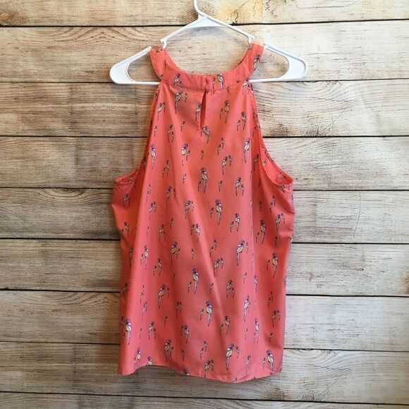 ATTENTION RUFFLE TANK TOP IN CORAL PARROT PRINT - Picture 7 of 7